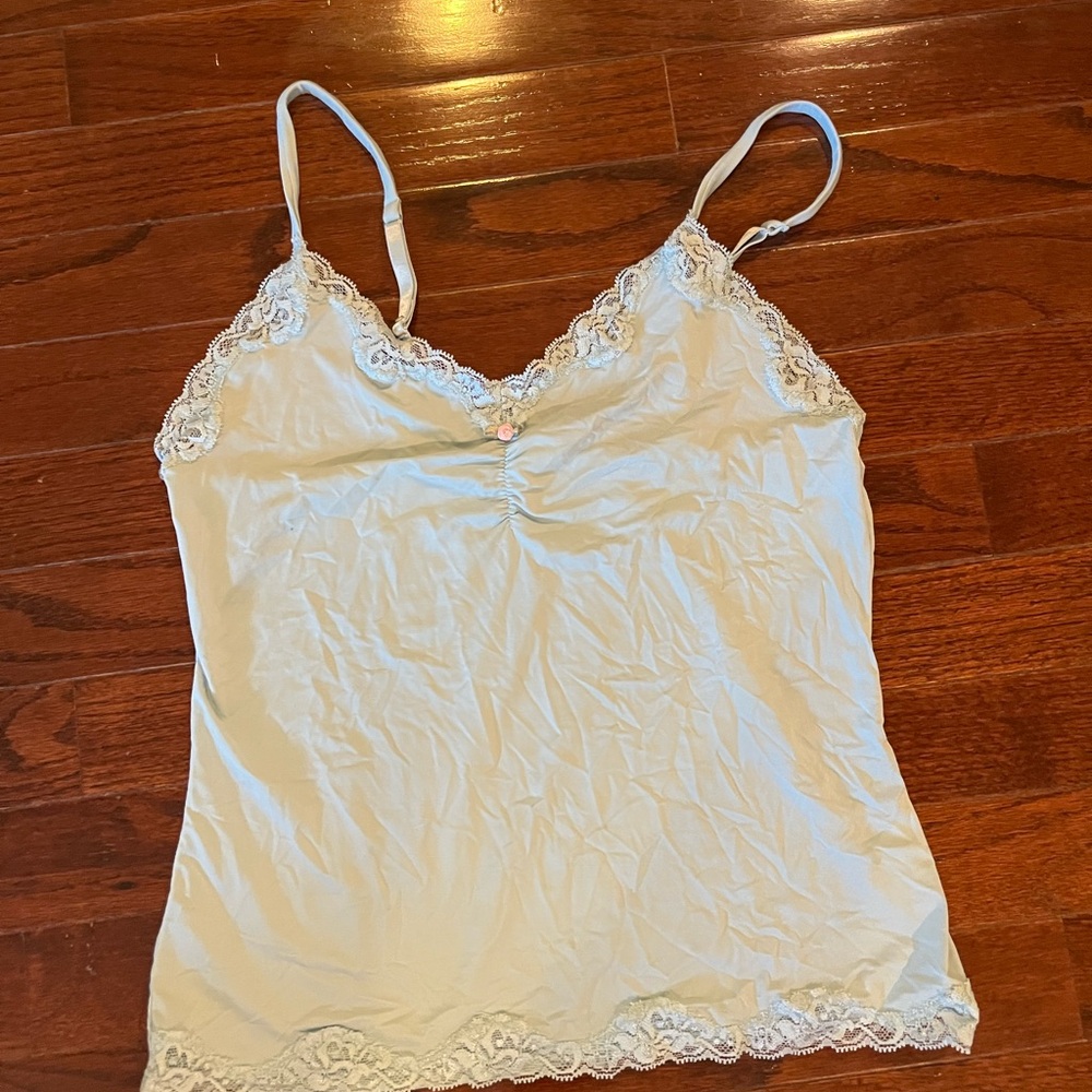Vintage Elegant Lace Trimmed Camisole - Light Blue